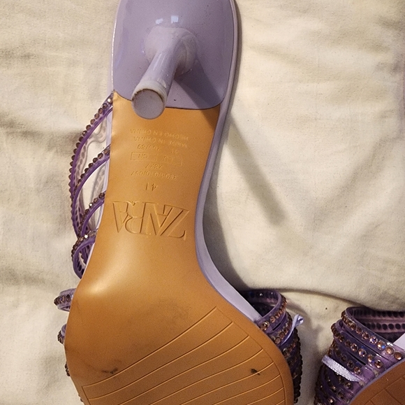 Zara lavender rhinestone strap square toe mules - Picture 4 of 9